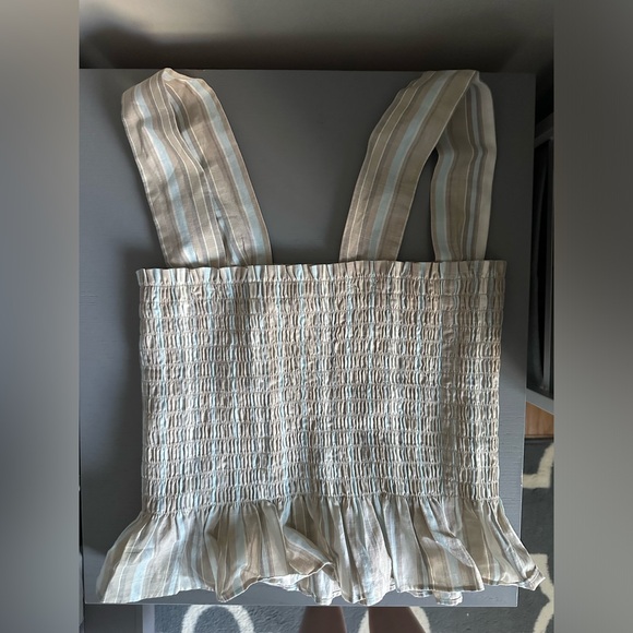 UNIQLO Smocked Striped Crop Sleeveless Top - SIZE M - Picture 1 of 10